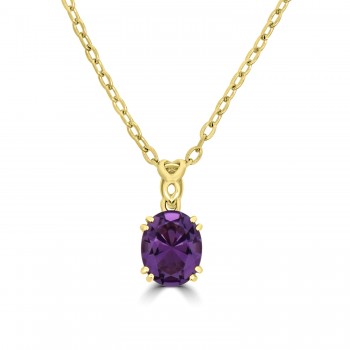 9ct Gold Amethyst Oval pendant