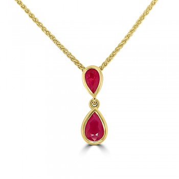 9ct Gold Pear Ruby Dropper pendant