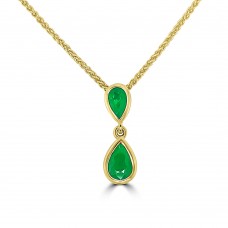 9ct Gold Pear Emerald Drop pendant chain