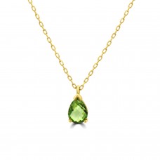 9ct Gold Peridot Pear Pendant chain