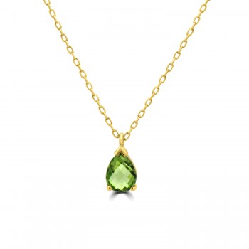 9ct Gold Peridot Pear Pendant chain