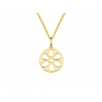 9ct Yellow Gold Round Open Flower Pendant
