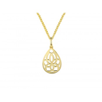 9ct Yellow Gold Pear Open Flower Pendant