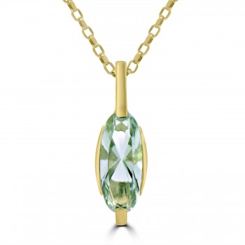 9ct Gold Green Amethyst Moval Pendant