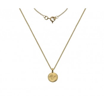 9ct Gold Round Textured Disc Pendant chain
