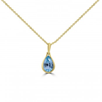 9ct Gold Pear Blue Topaz Pendant
