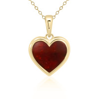 9ct Gold Crushed Ruby Heart Pendant chain