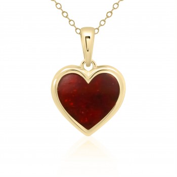 9ct Gold Crushed Ruby Heart Pendant chain
