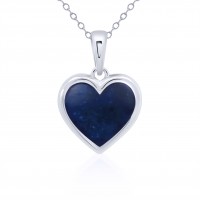 9ct White Gold Crushed Sapphire Heart pendant chain