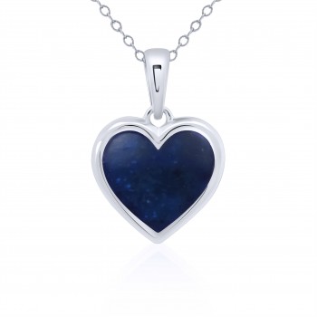 9ct White Gold Crushed Sapphire Heart pendant chain