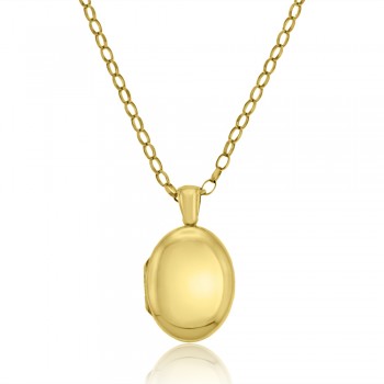 9ct Gold Oval Heavy Locket Pendant