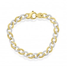 9ct Yellow & White Gold Flat Curb Braclet