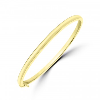 9ct Gold Hinged 4mm D-Shaped Bangle
