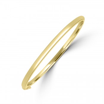 9ct Gold Hinged 4mm D-shaped Bangle