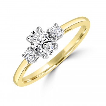 9ct Gold Oval and Round Cubic Zirconia Ring