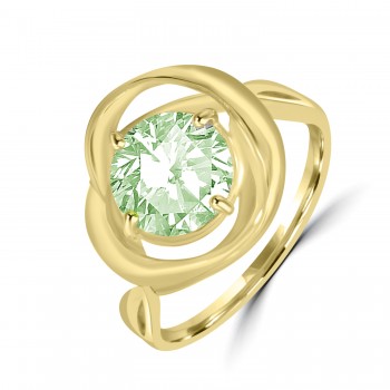 9ct Gold Green Amethyst Abstract Dress ring