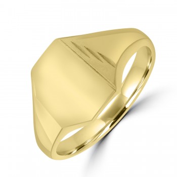 9ct Gold Octagonal Half Engraved Signet ring