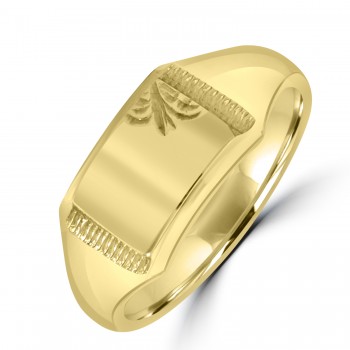 9ct Gold Rectangular Engraved Signet ring