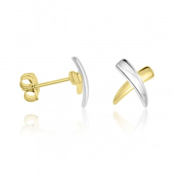 9ct Two Tone Gold Kiss Stud Earrings