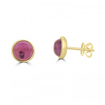 9ct Gold Amethyst Cabochon Stud earrings