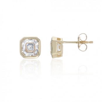 9ct Gold Cushion Rub-over Stud earrings