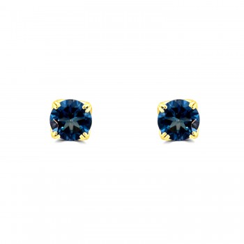 9ct Gold London Blue Topaz round stud earrings