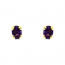 9ct Gold Amethyst Oval stud earrings