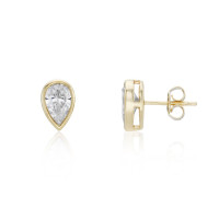 9ct Gold Pear cut Solitaire Bezel stud earrings