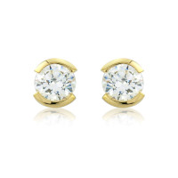 9ct Gold Solitaire stud Half Rubover earrings