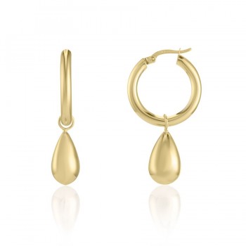 9ct Gold Huggy Pear Dropper earrings
