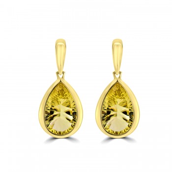 9ct Gold Lemon Quality Pear Drop Earrings