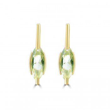 9ct Gold Green Amethyst Moval Stud earrings