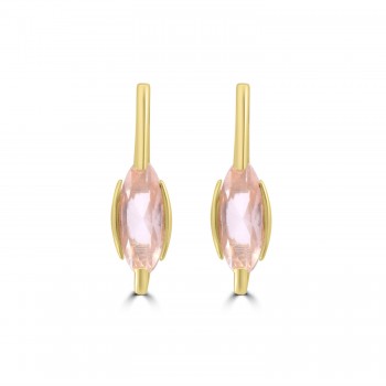 9ct Gold Rose Quartz Moval stud earrings