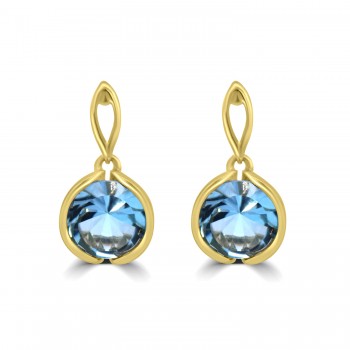 9ct Gold Blue Topaz Drop Earrings