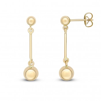 9ct Gold Beaded Bar Drop earrings