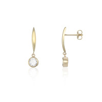9ct Gold Curved Bar Dropper Earrings