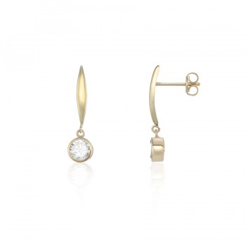 9ct Gold Curved Bar Dropper Earrings
