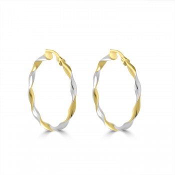 9ct Two-tone Gold Twist Creole Hoop earrings