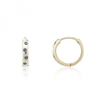 9ct Gold Staggerset Sapphire Huggy Hoop earrings