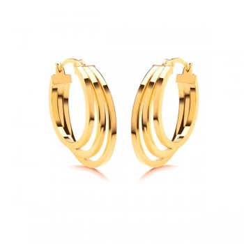 9ct Gold Creole Three row Tapering Hoops