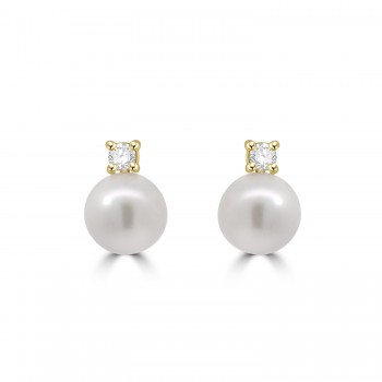 18ct Gold Akoya Pearl and Diamond stud earrings