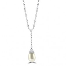 18ct White Gold 46-stone Diamond & Pearl Necklet