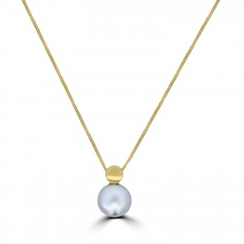 9ct Gold Freshwater Bouton Pearl pendant chain