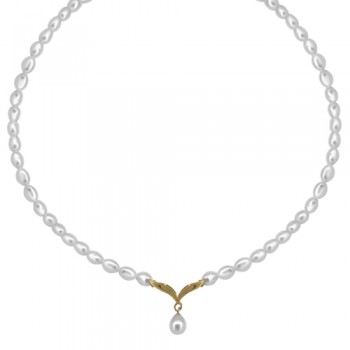 9ct Gold Wishbone Pearl Necklet