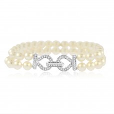 18ct White Gold Akoya Pearl and Diamond bracelet