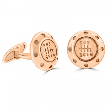 Sterling Silver Rose Gold Tone Gear Stick Cufflinks