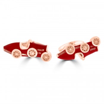 Sterling Silver and Red Enamel Rose Plated Cufflinks