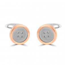 Sterling Silver Rose Gold Tone Button Cufflinks