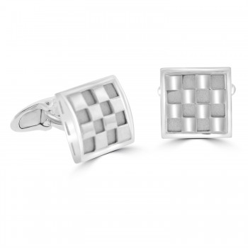Sterling Silver Chequered Cufflinks