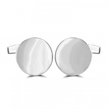 Sterling silver Round Concave Cufflinks